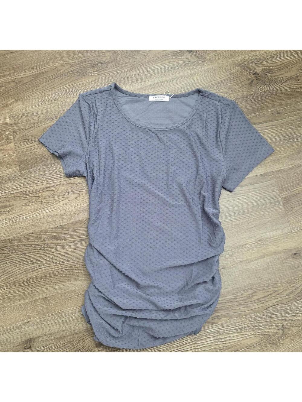 Leighton Textured Short-Sleeve Top — Slate Blue